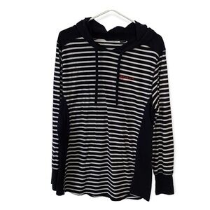 Bay‎ pointe Shirt Size XL Womens Top long Sleeve Strip Print Draw String Hoodie